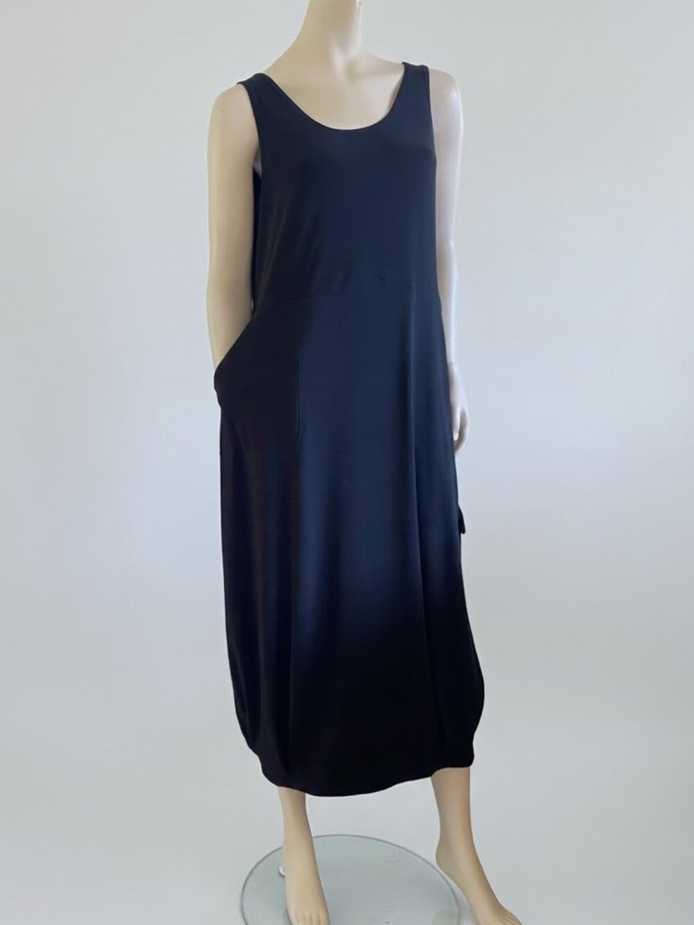 Sympli Black Cargo Bubble Hem Sleeveless Midi Dress Sz 14 ECU